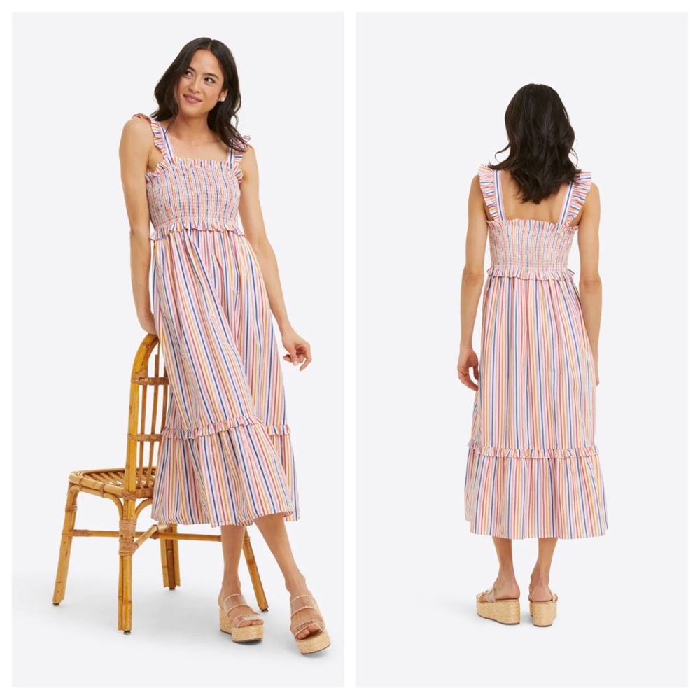 Draper James Kimberly Smocked Striped Midi Dress - Picture 2 of 13